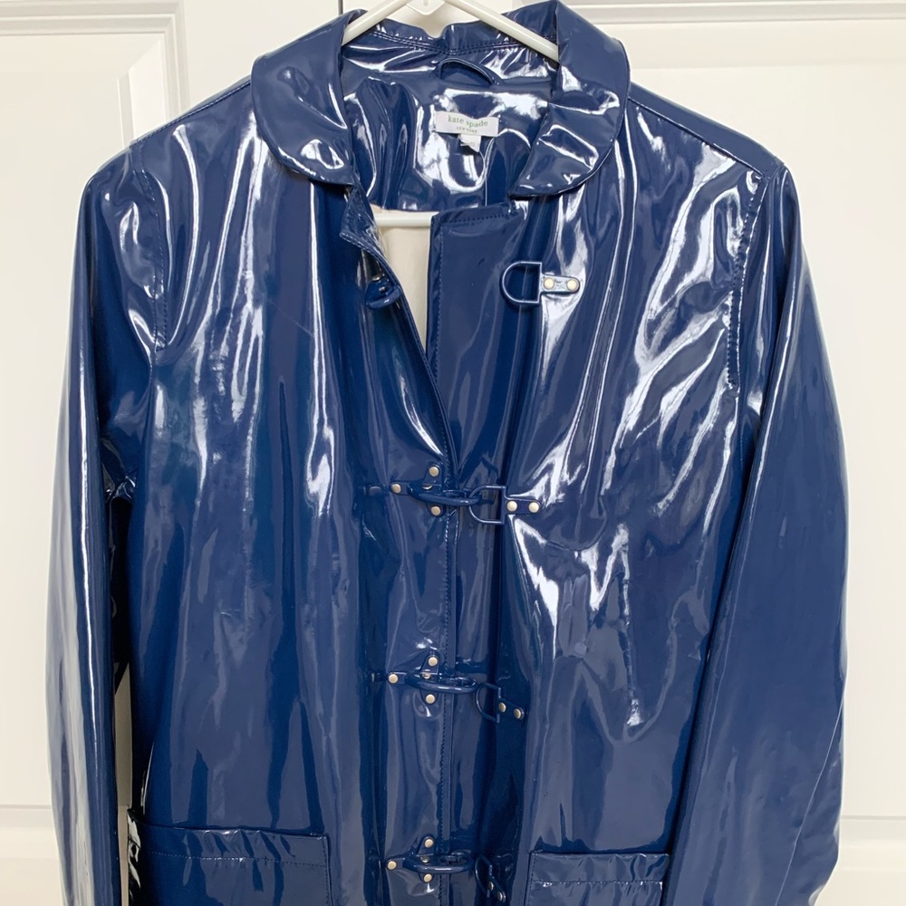 Kate Spade patent navy Raincoat